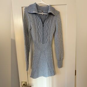 Free People Baby Blue Cable Knit Sweater Dress